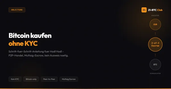 Hodl Hodl P2P Bitcoin kaufen Anleitung – Peer-to-Peer Handel ohne KYC, 21 BTC Club